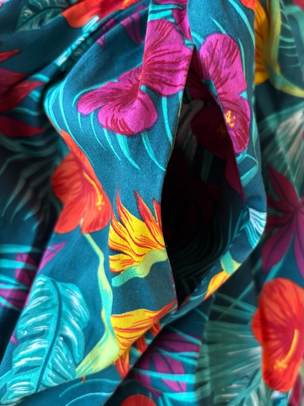 Collectif Teal Tropical Floral Sundress with Red & Purple Accents - Picture 9 of 11